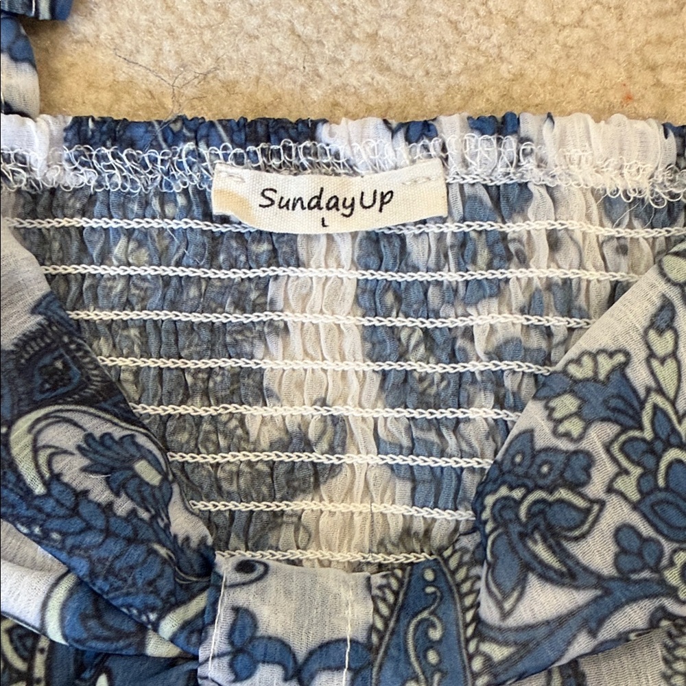 Boho Tiered Paisley Maxi Skirt and top in Blue and White - Picture 7 of 12